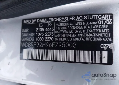 2006 Mercedes-Benz C 280 Luxury 4Matic z USA, uszkodzony, nr VIN WDBRF92H96F795003